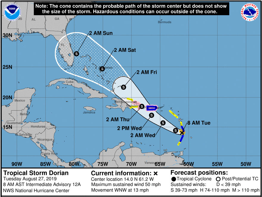 Pinellas County in Tropical Storm Dorian’s long-range forecast cone